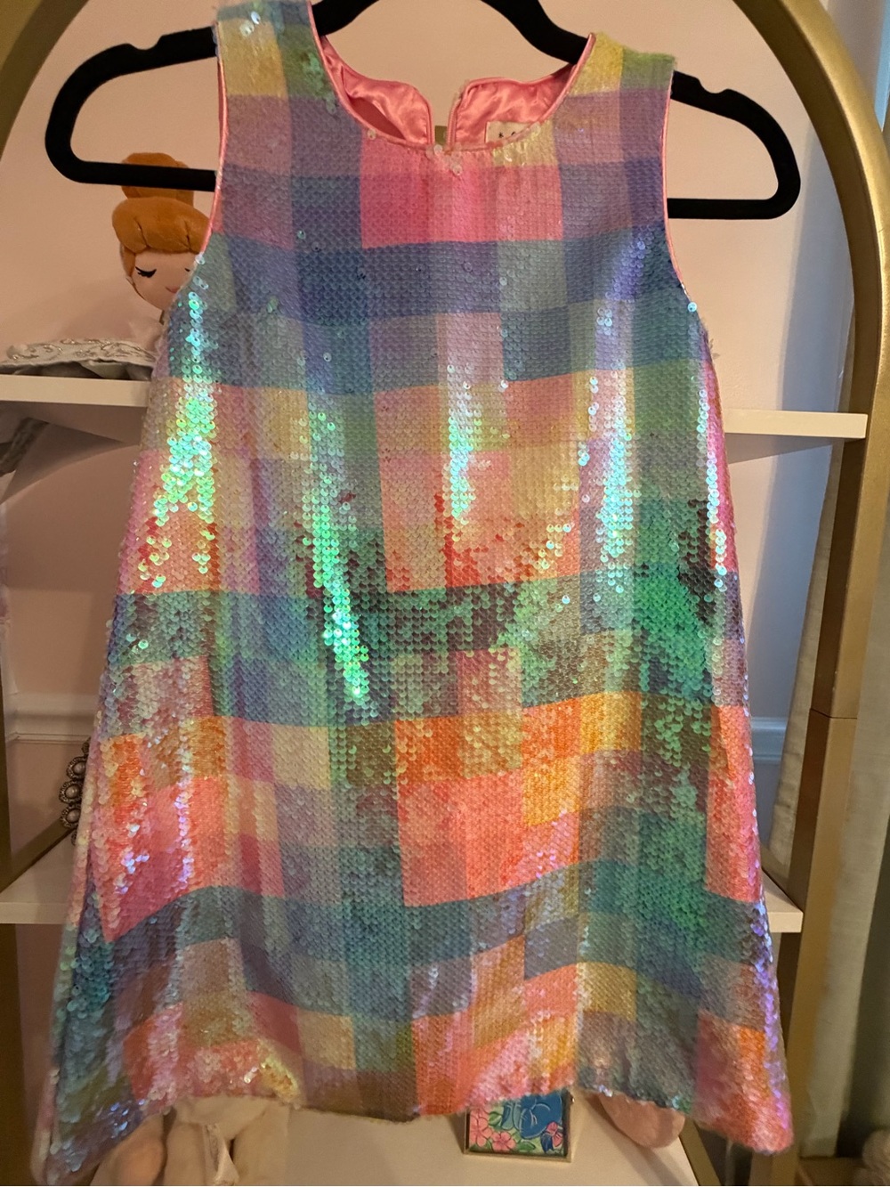 Lola + The Boys Iridescent Multicolor Sequin Shift Dress